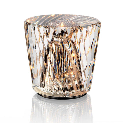 Mini faceted crystal glass table lamp with warm ambient glow 52