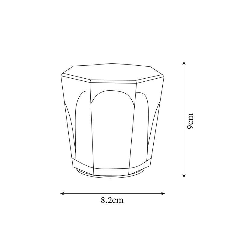 Model B crystal glass table lamp measuring 8.2 cm wide and 9 cm high