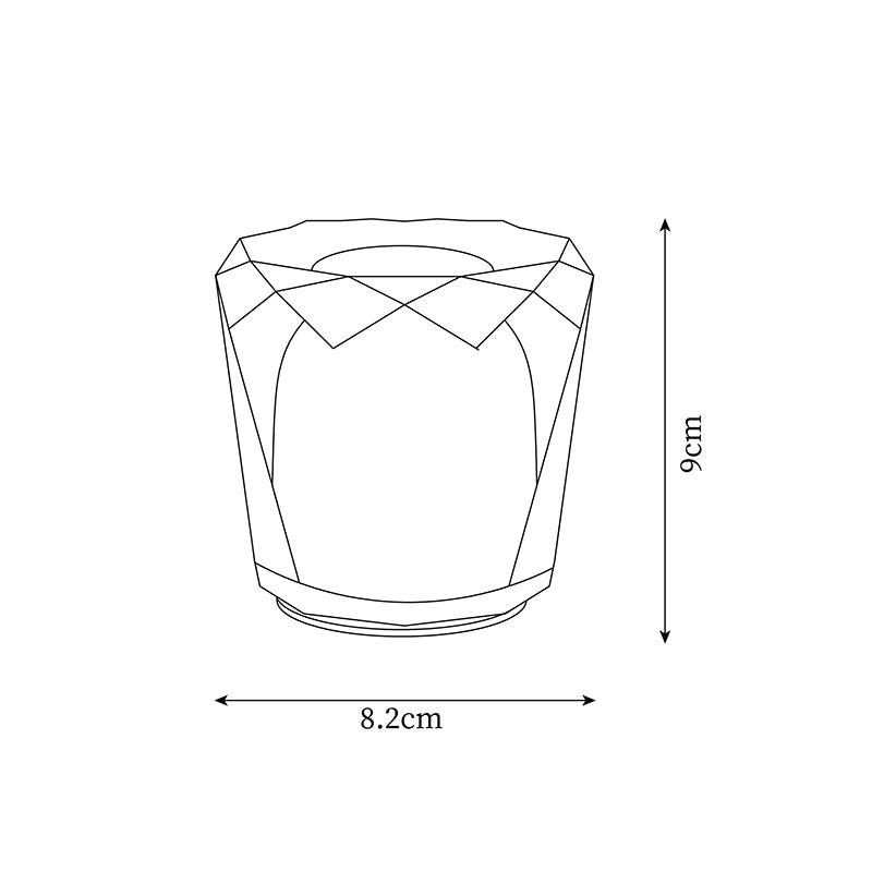 Model C crystal glass table lamp measuring 8.2 cm wide and 9 cm high