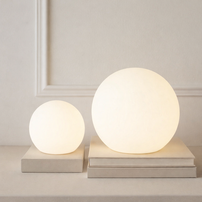 Round moon-style LED lamps with soft white illumination
