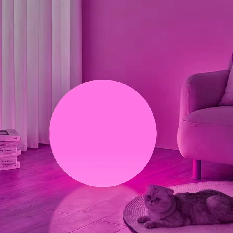 Rechargeable globe lamp with pink light
