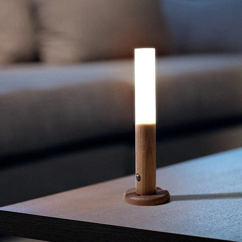 Rechargeable stick light standing on its base
