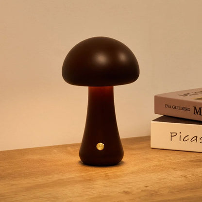 Rechargeable Wooden Mushroom Table Lamp