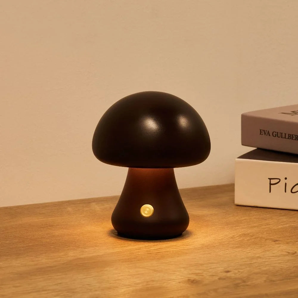 Rechargeable Wooden Mushroom Table Lamp