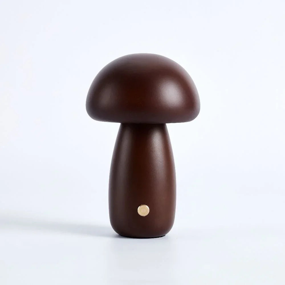 Rechargeable Wooden Mushroom Table Lamp