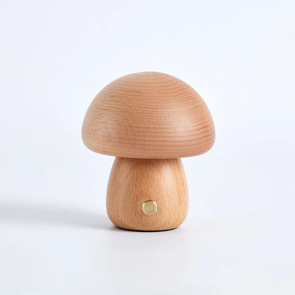 Rechargeable Wooden Mushroom Table Lamp