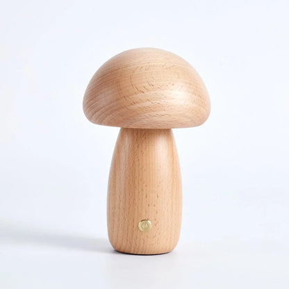Rechargeable Wooden Mushroom Table Lamp