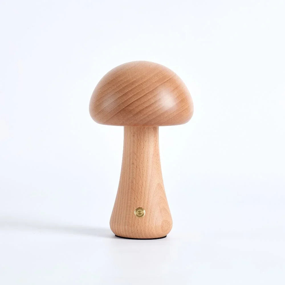 Rechargeable Wooden Mushroom Table Lamp