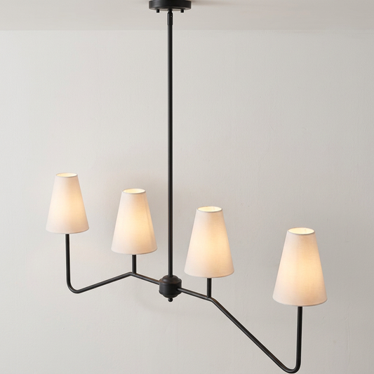 Black 4-light retro industrial chandelier