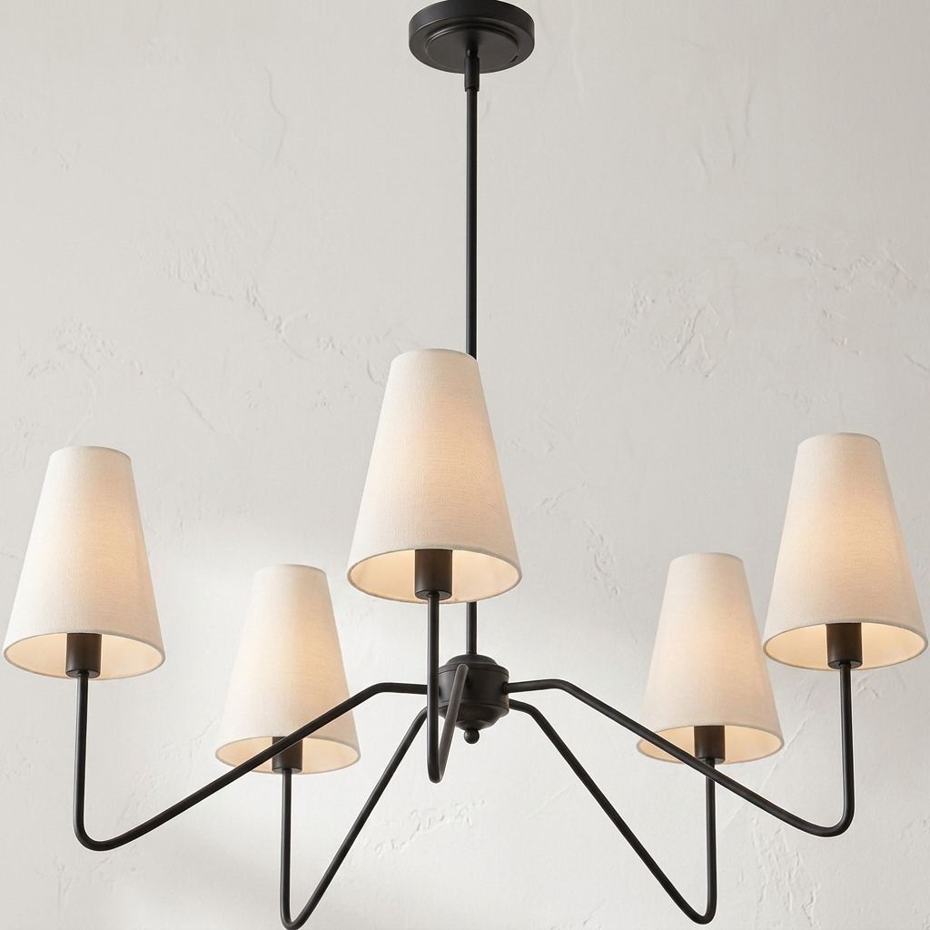 Black 5-light retro industrial chandelier