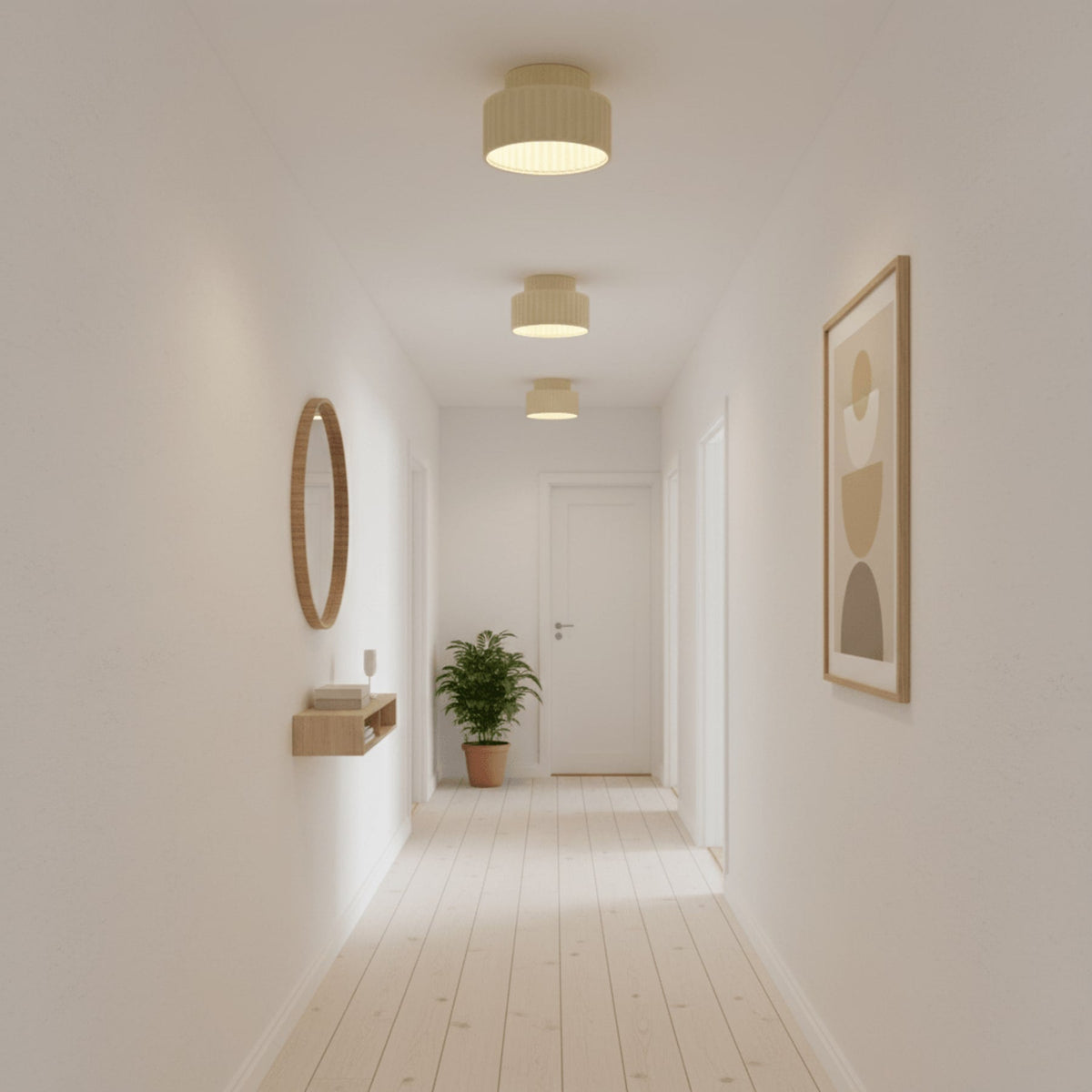 Ribbed Resin Semi-Flush Ceiling Light