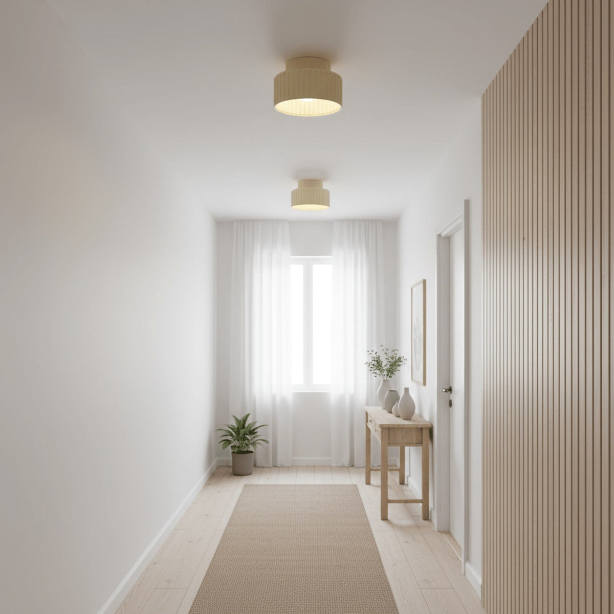 Ribbed Resin Semi-Flush Ceiling Light