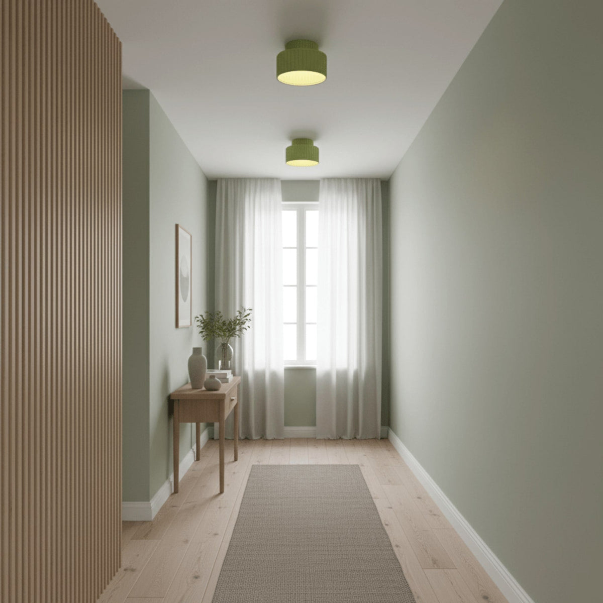 Ribbed Resin Semi-Flush Ceiling Light