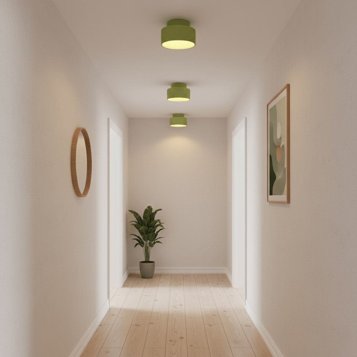 Ribbed Resin Semi-Flush Ceiling Light