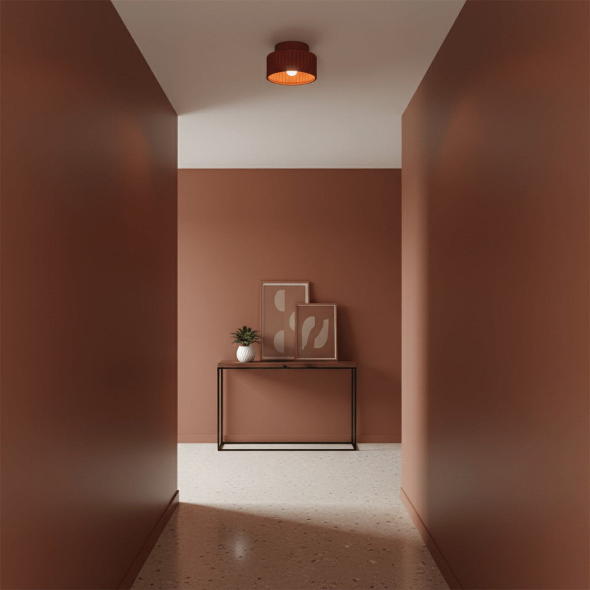 Ribbed Resin Semi-Flush Ceiling Light