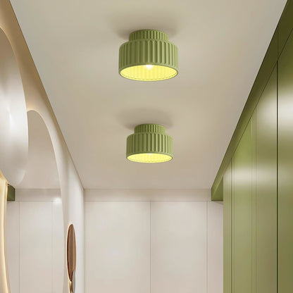 Ribbed Resin Semi-Flush Ceiling Light