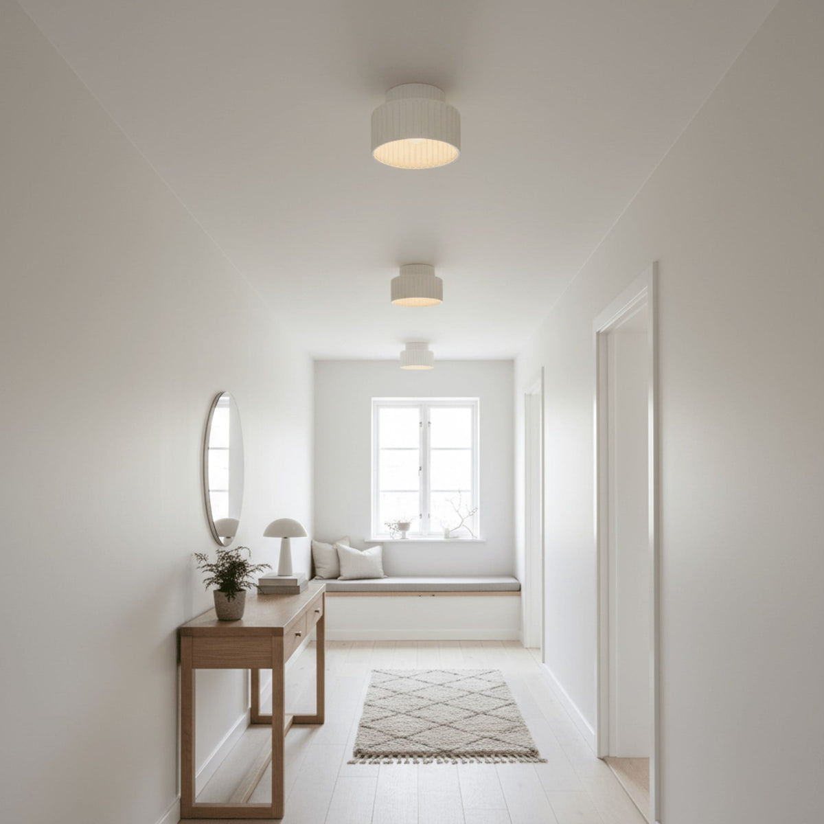 Ribbed Resin Semi-Flush Ceiling Light