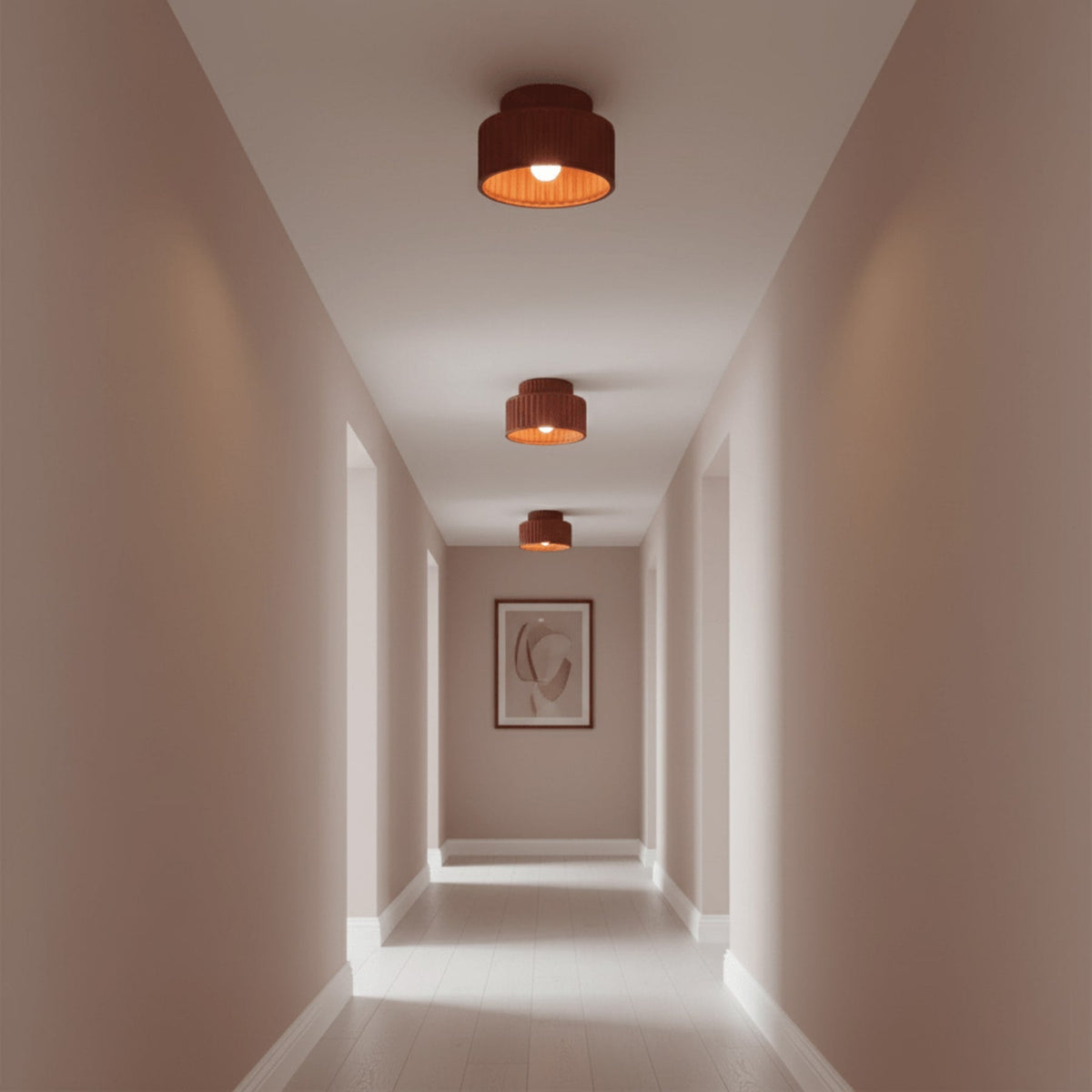Ribbed Resin Semi-Flush Ceiling Light