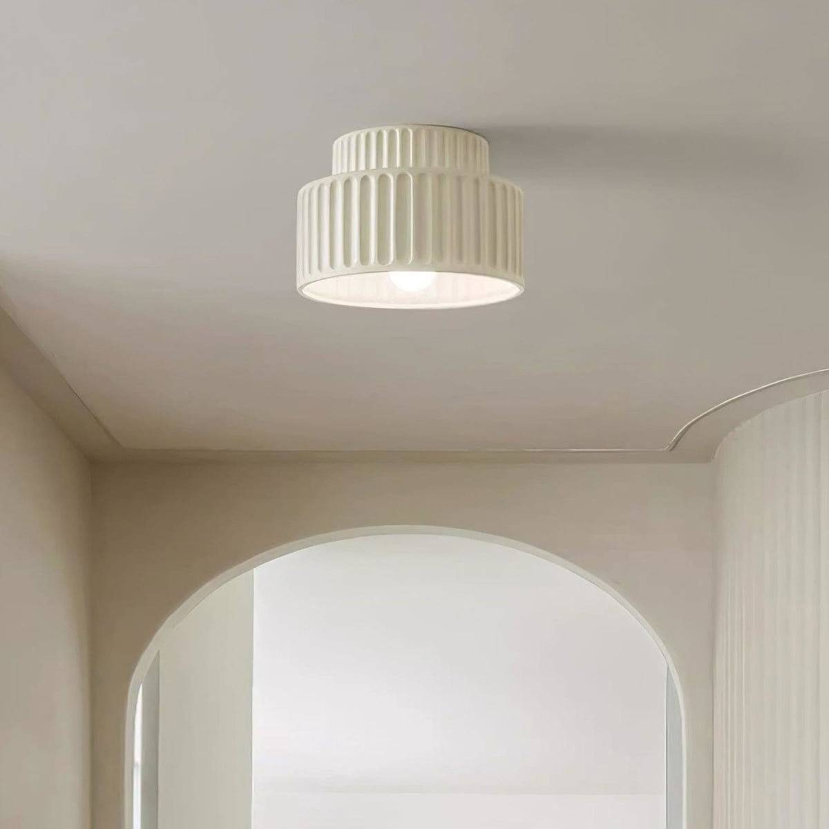 Ribbed Resin Semi-Flush Ceiling Light