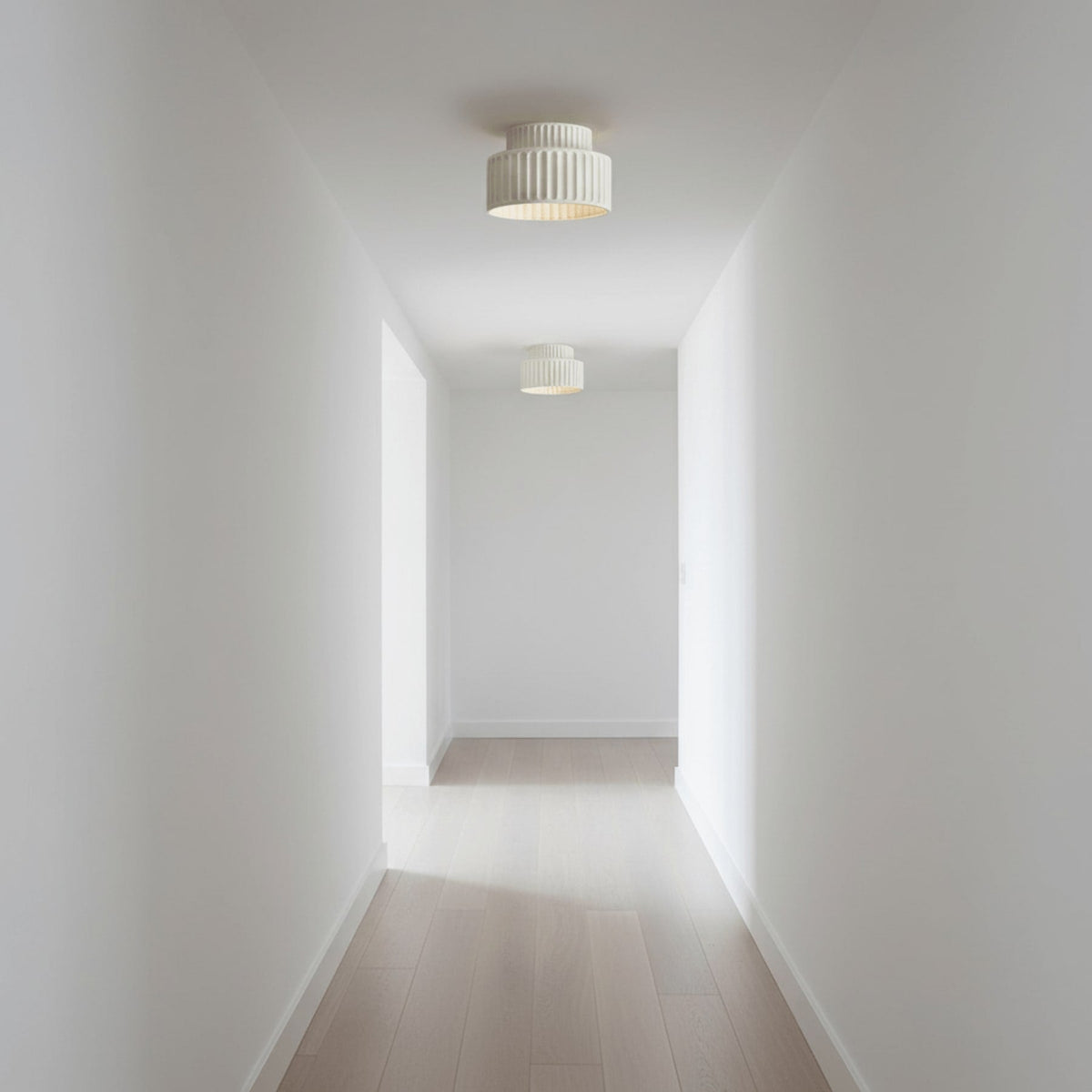 Ribbed Resin Semi-Flush Ceiling Light