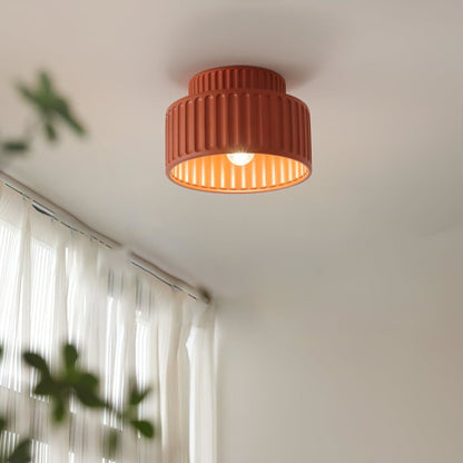 Ribbed Resin Semi-Flush Ceiling Light