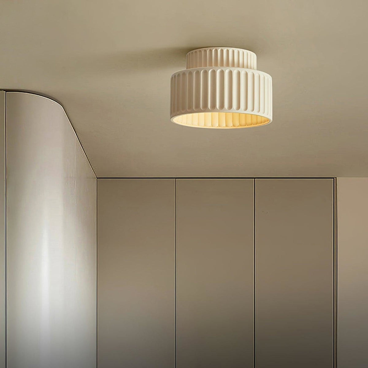 Ribbed Resin Semi-Flush Ceiling Light