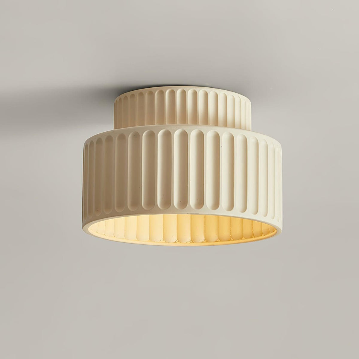 Ribbed Resin Semi-Flush Ceiling Light