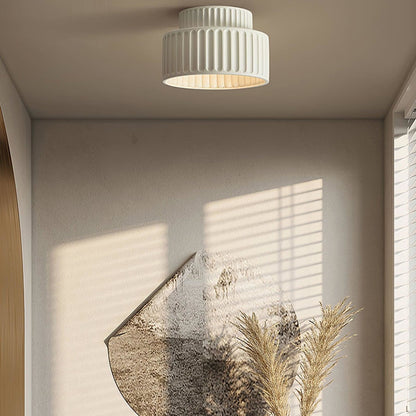 Ribbed Resin Semi-Flush Ceiling Light