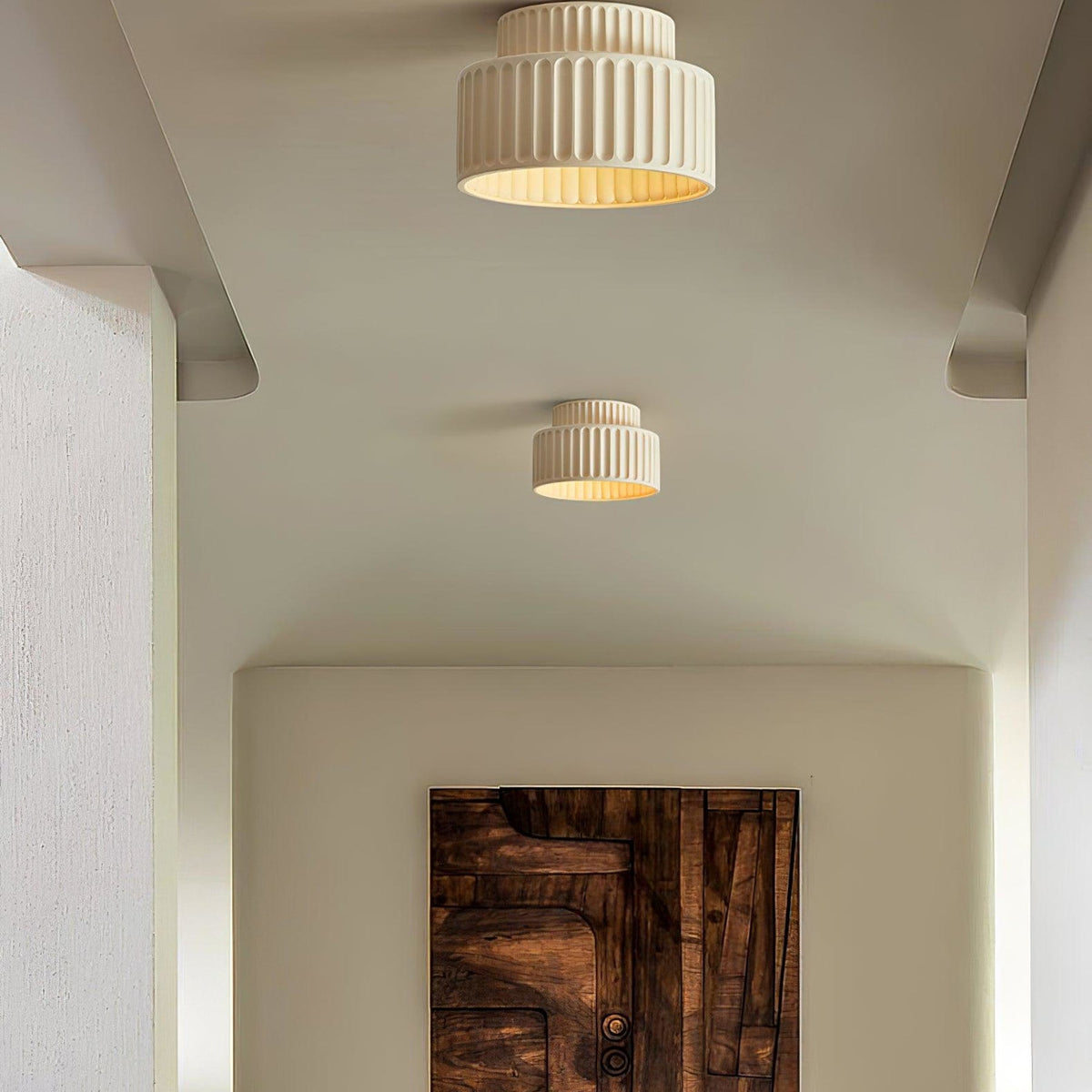 Ribbed Resin Semi-Flush Ceiling Light
