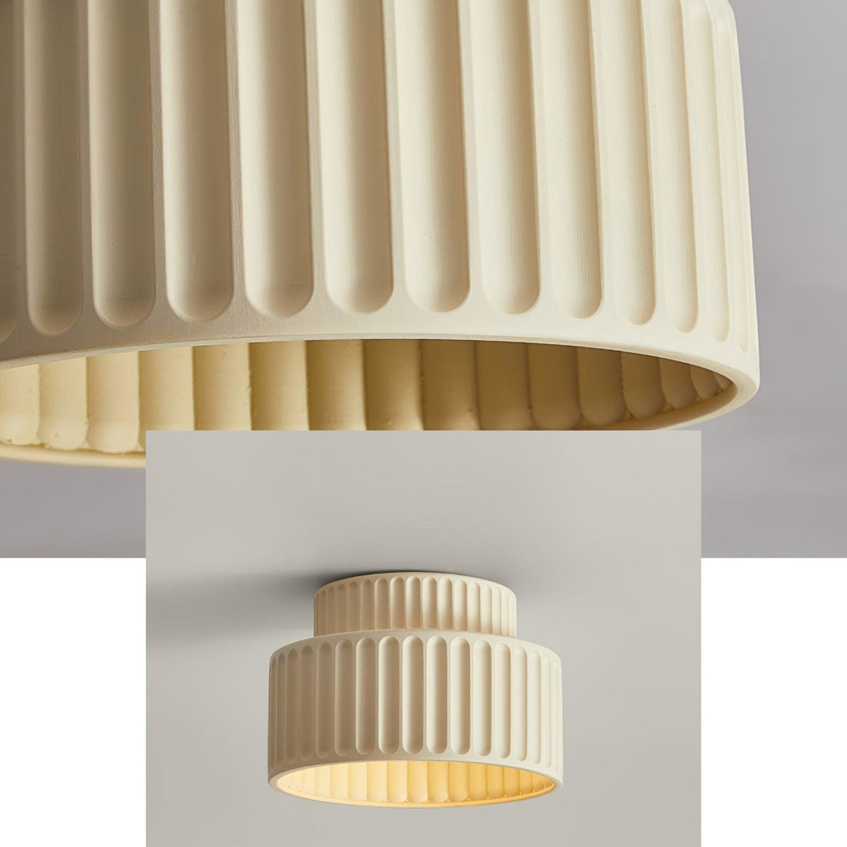 Ribbed Resin Semi-Flush Ceiling Light
