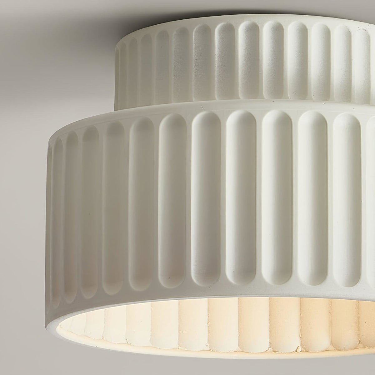 Ribbed Resin Semi-Flush Ceiling Light