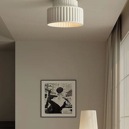 Ribbed Resin Semi-Flush Ceiling Light