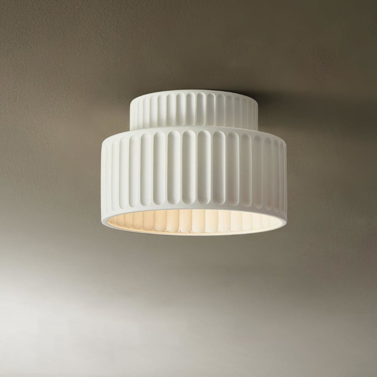 Ribbed Resin Semi-Flush Ceiling Light