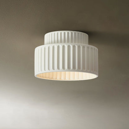 Ribbed Resin Semi-Flush Ceiling Light