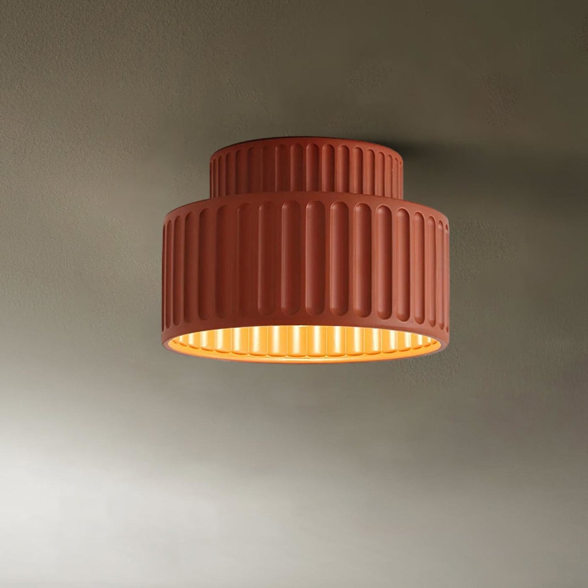 Ribbed Resin Semi-Flush Ceiling Light