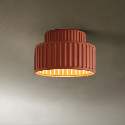 Ribbed Resin Semi-Flush Ceiling Light