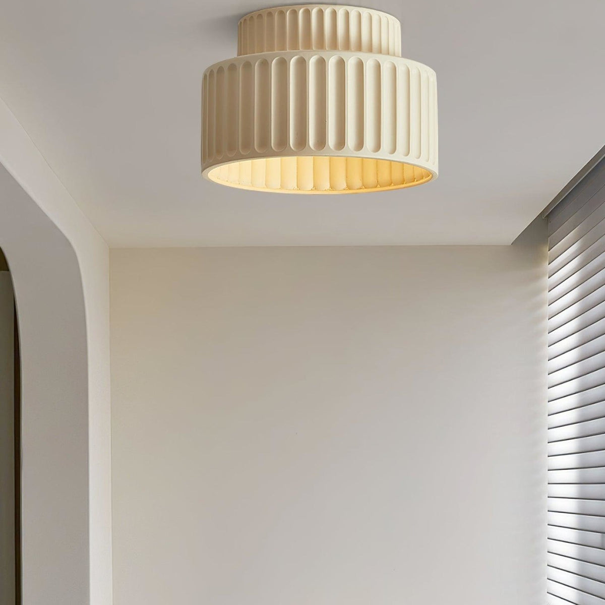 Ribbed Resin Semi-Flush Ceiling Light