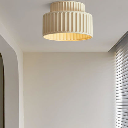 Ribbed Resin Semi-Flush Ceiling Light