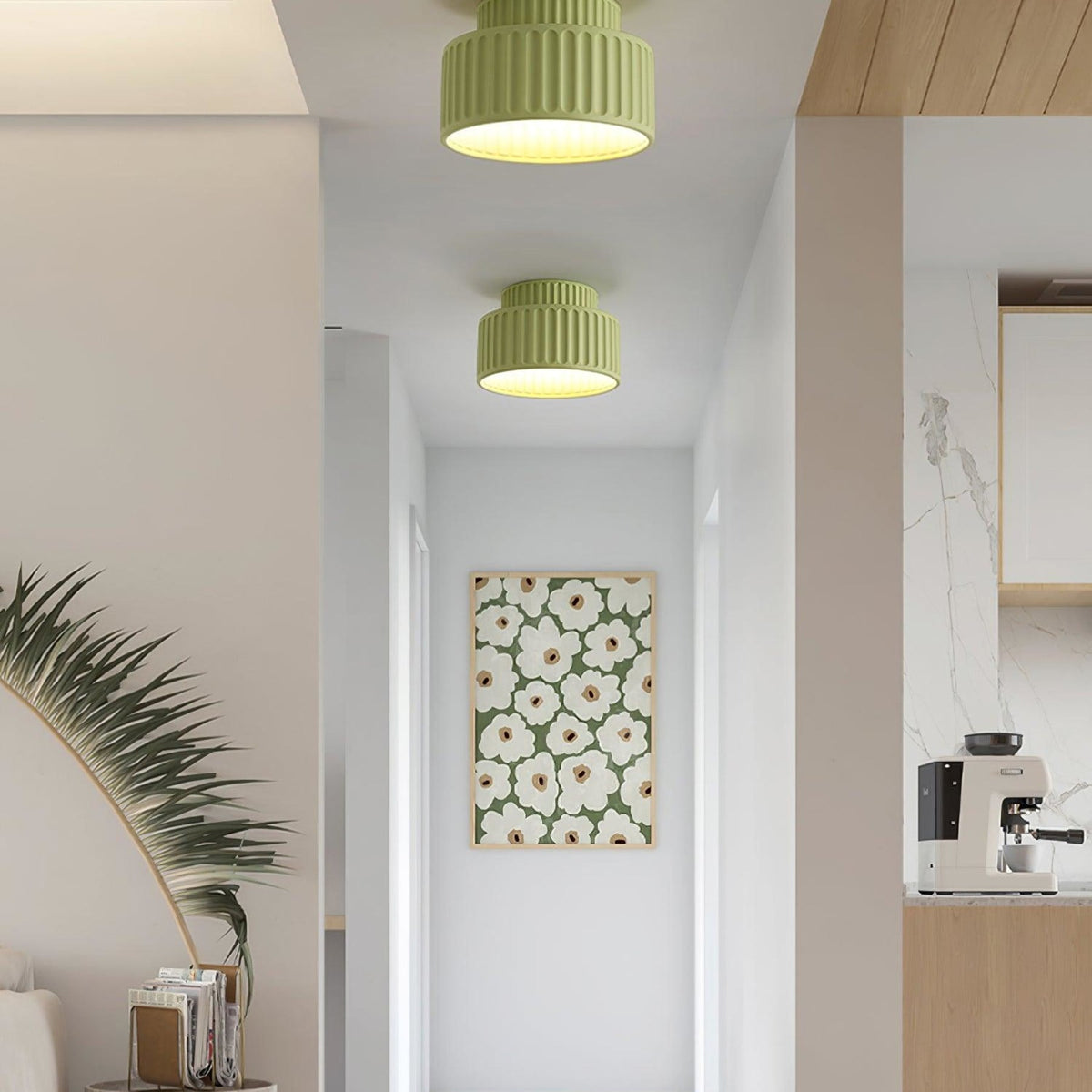 Ribbed Resin Semi-Flush Ceiling Light