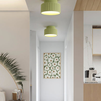 Ribbed Resin Semi-Flush Ceiling Light