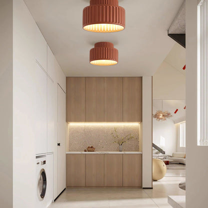 Ribbed Resin Semi-Flush Ceiling Light