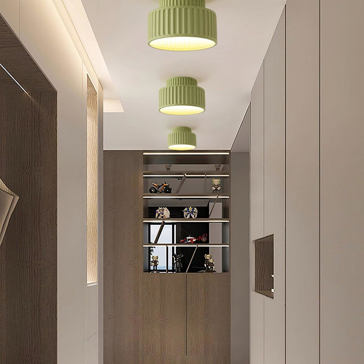 Ribbed Resin Semi-Flush Ceiling Light