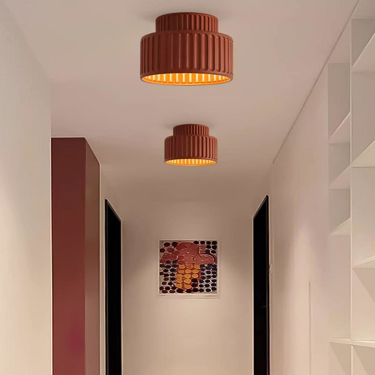 Ribbed Resin Semi-Flush Ceiling Light