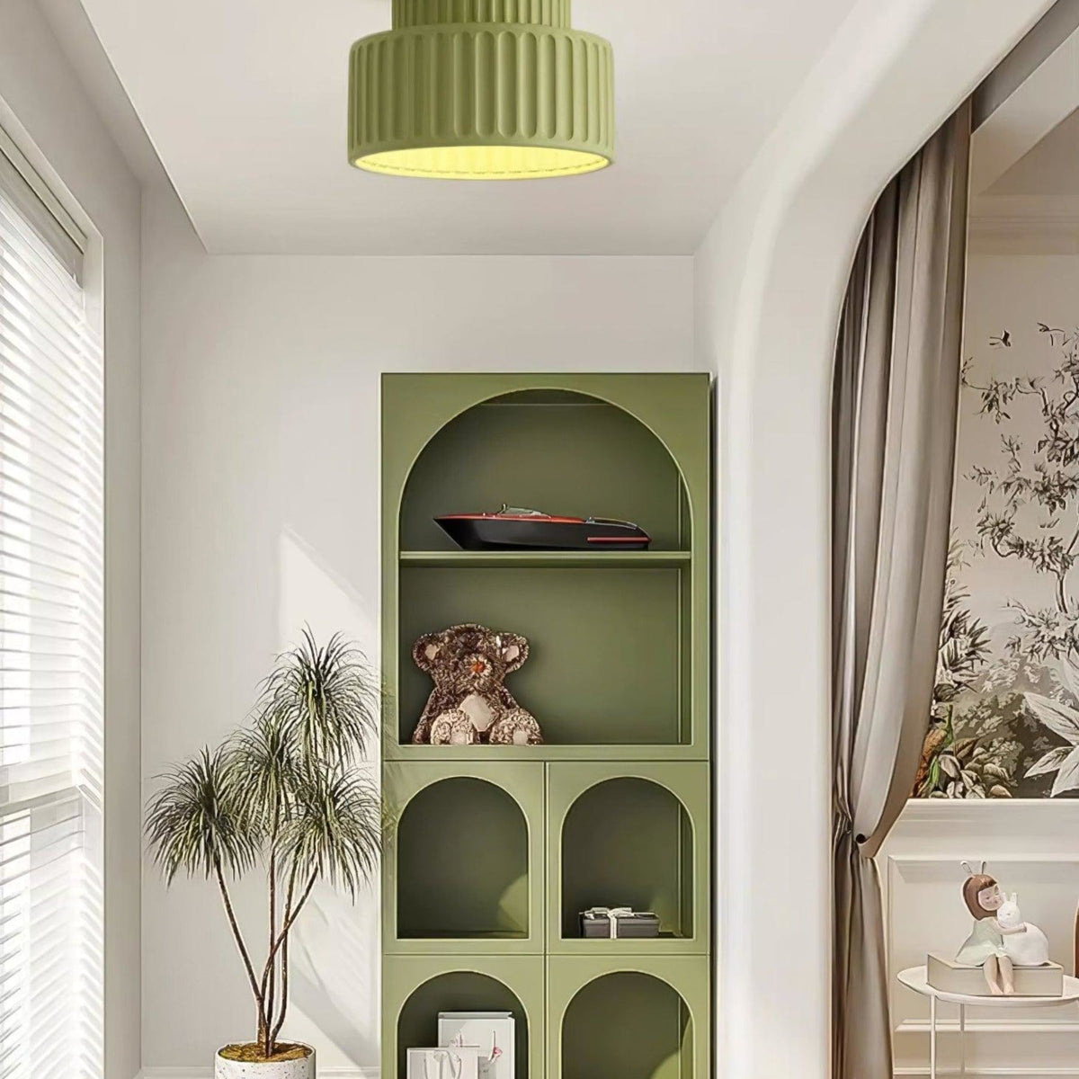 Ribbed Resin Semi-Flush Ceiling Light