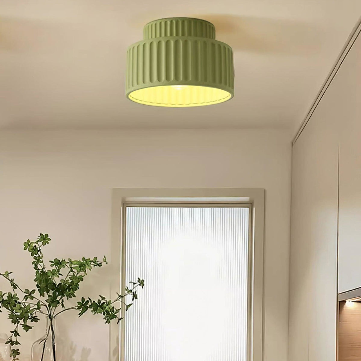 Ribbed Resin Semi-Flush Ceiling Light