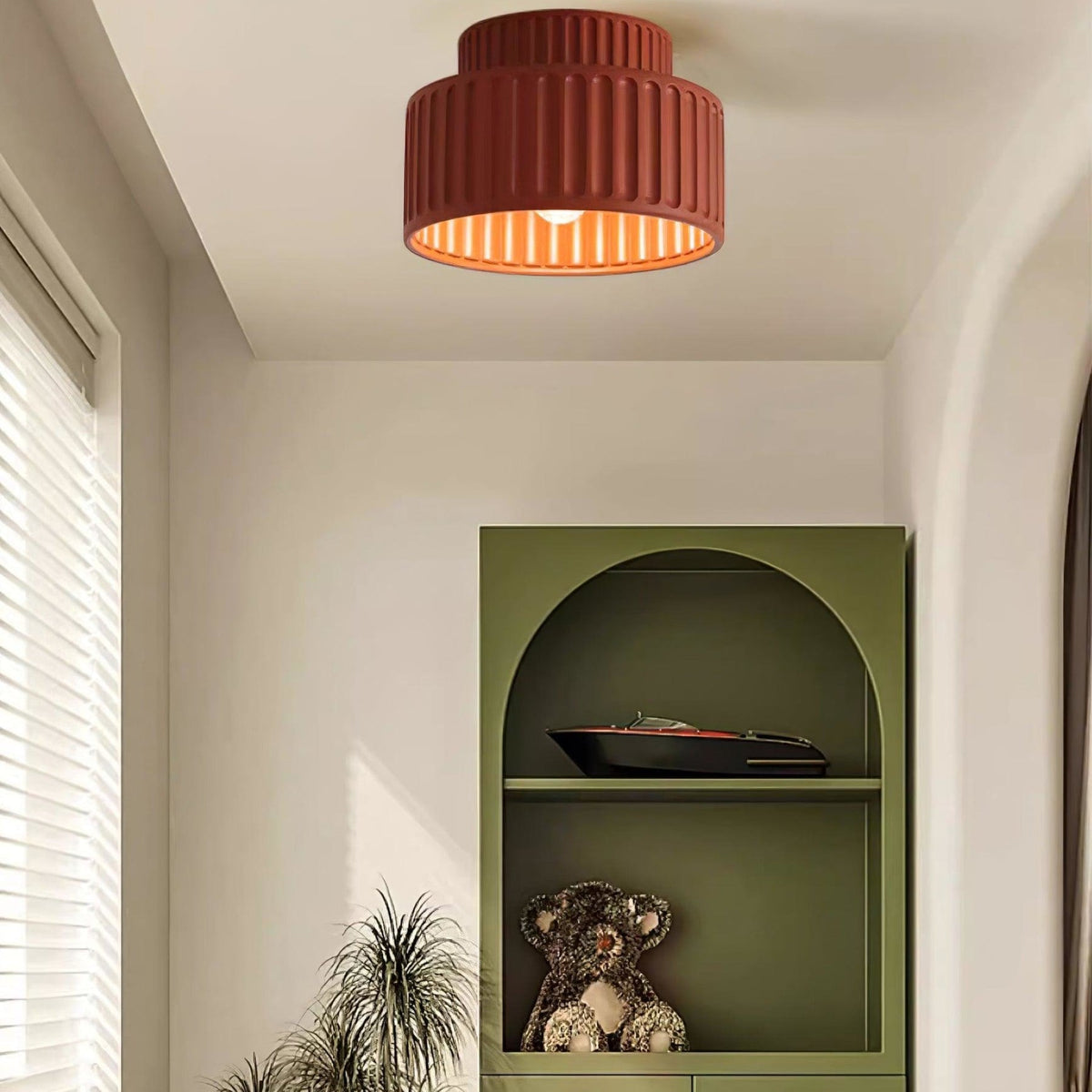 Ribbed Resin Semi-Flush Ceiling Light