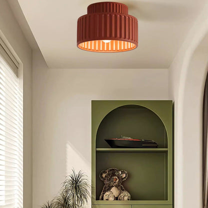 Ribbed Resin Semi-Flush Ceiling Light