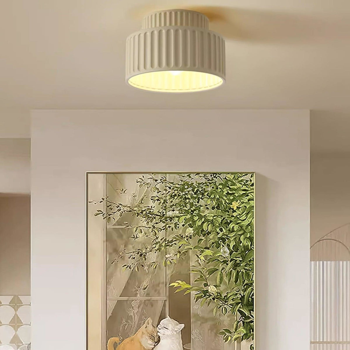 Ribbed Resin Semi-Flush Ceiling Light