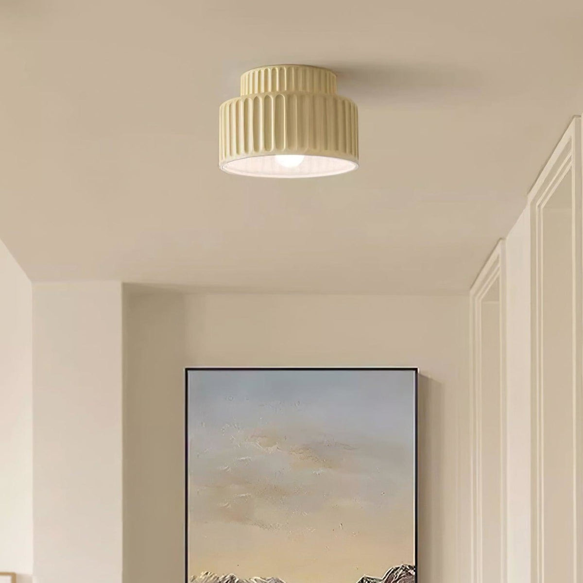 Ribbed Resin Semi-Flush Ceiling Light