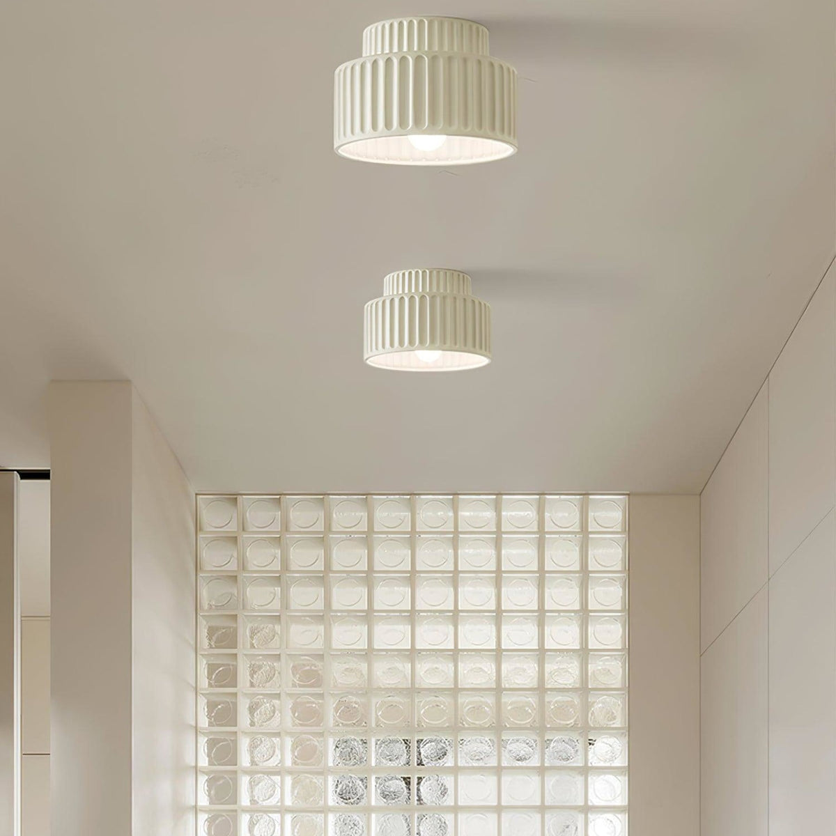 Ribbed Resin Semi-Flush Ceiling Light